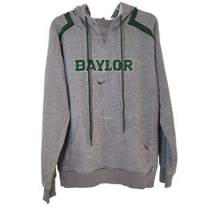 BAYLOR UNIVERSITY BEARS Gray Green Nike Hoodie Sweatshirt Mens Size XL XLarge